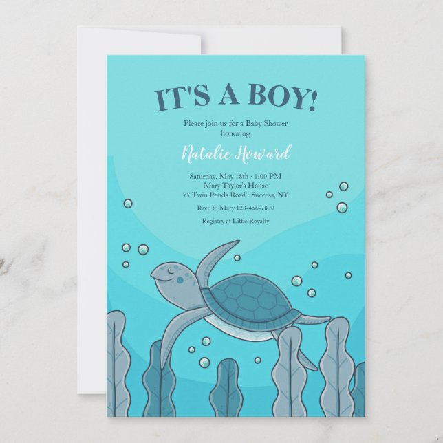 Invitación Tortuga Baby Shower (Anverso)