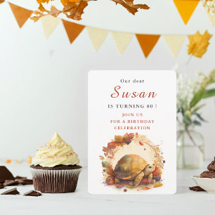 Invitación Tortuga de otoño/otoño con vibraciones - cumpleaño
