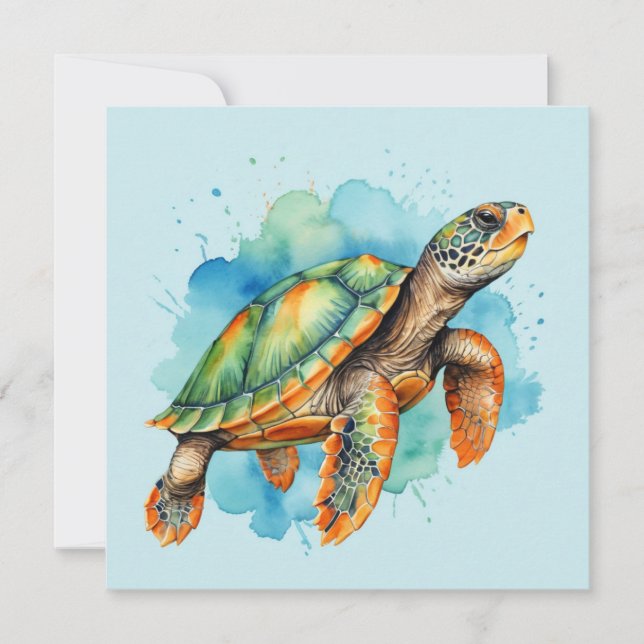 Invitación Tortuga de pintura suave (Anverso)