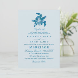 Invitación Tortuga del mar del océano, boda de playa azul del