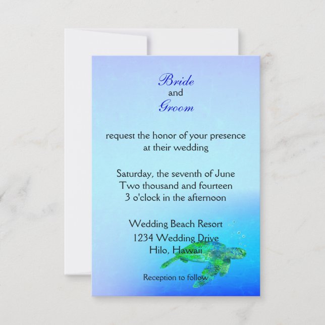 Invitación Tortuga del Mar Verde (Anverso)