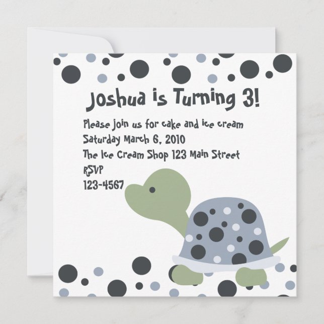 Invitación Tortuga Dotty (Anverso)