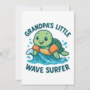 Invitación Tortuga linda surfista de olas del abuelo