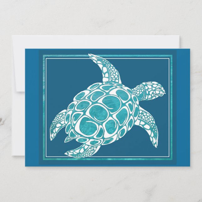 Invitación Tortuga marina Aqua (Anverso)
