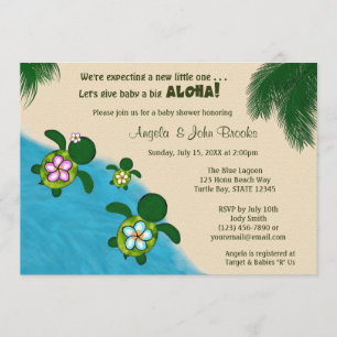 Invitación Tortuga marina Baby Shower invita a AMARILLO (Honu