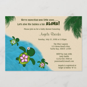 Invitación Tortuga marina Baby Shower Invite a TWIN (Honu) 01