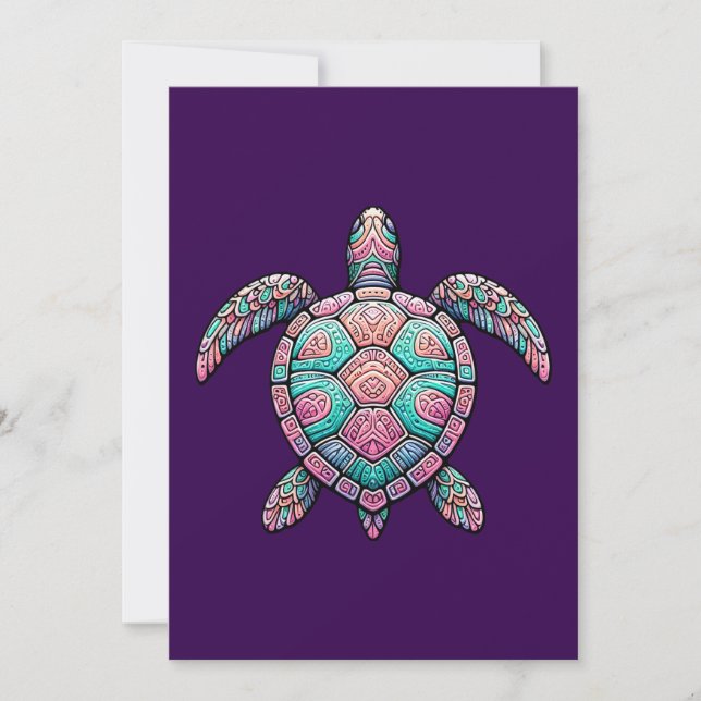 Invitación Tortuga marina colorida (Anverso)