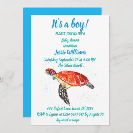 Invitación Tortuga marina desconchada bajo el mar Océano Bebé