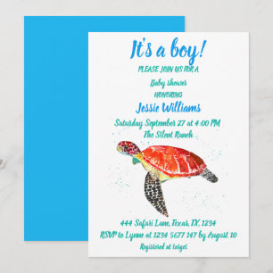 Invitación Tortuga marina desconchada bajo el mar Océano Bebé