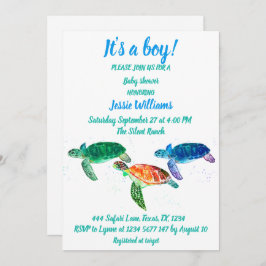 Invitación Tortuga marina desconchada bajo el mar Océano Bebé