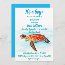 Invitación Tortuga marina desconchada bajo el mar Océano Bebé