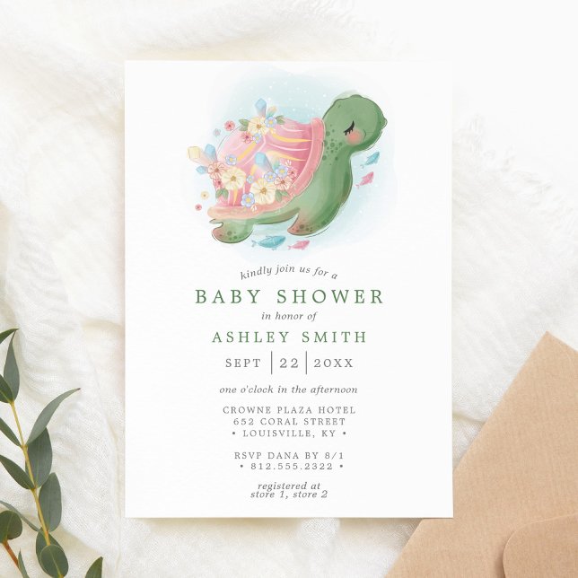 Invitación Tortuga marina floral Baby Shower de peces oceánic (Subido por el creador)