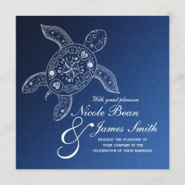 Invitación Tortuga Marina Hawaiana Blanca en Boda de Playa Az