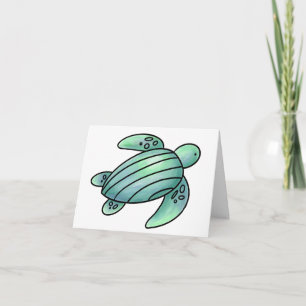 Invitación tortuga marina pintada con acuarela azul verde de 