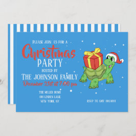 Invitación Tortuga navidad con el regalo