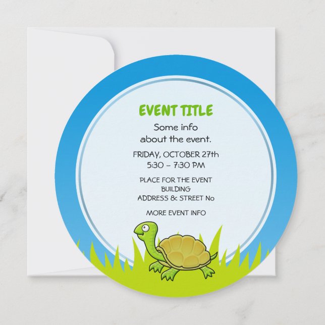 Invitación Tortuga personalizado (Reverso)