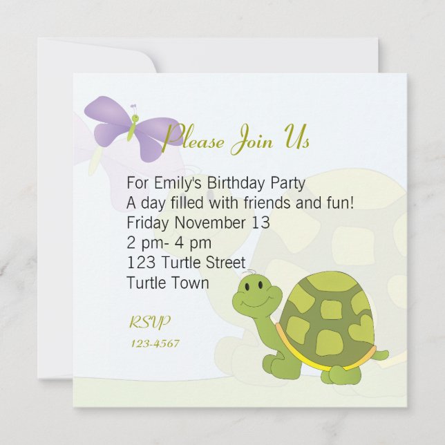 Invitación Tortuga pop (Anverso)