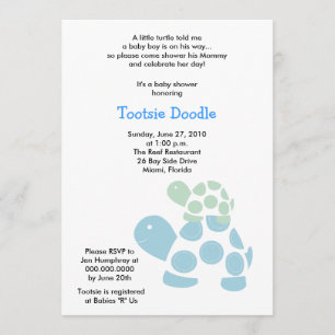 Invitación Tortuga verde y azul 5x7 Baby Shower de la MOD