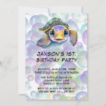 Tortuga y burbujas, primer Fiesta de cumpleaños