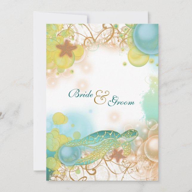 Invitación Tortugas bodas de playa (Anverso)