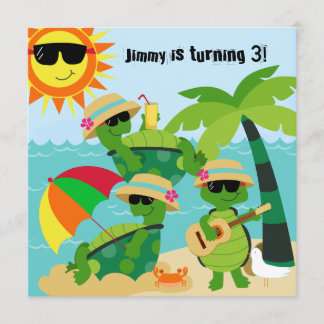 Invitación Tortugas de la playa del verano que nadan la