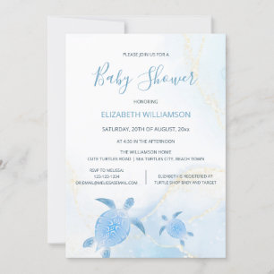 Invitación Tortugas de oro QR Code   Boy Baby Shower