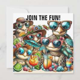 Invitación Tortugas divertidas reuniéndose