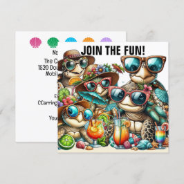 Invitación Tortugas divertidas reuniéndose