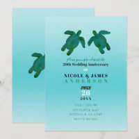 Tortugas Marinas Acuarela Verde Azul Aniversario