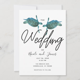 Invitación Tortugas Marinas Azul Teal Océano Elegante Boda en