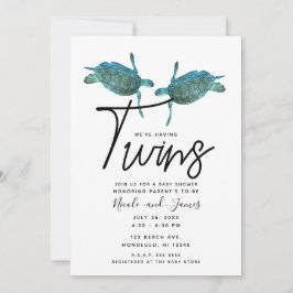 Invitación Tortugas Marinas Azul Turquesa Baño para Bebé Geme