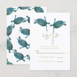 Invitación Tortugas Marinas Azul Turquesa Bodas en Playa Dora