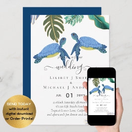 Invitación Tortugas marinas Boda amarillo azul