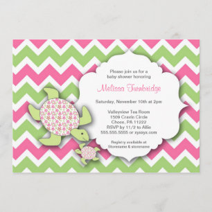 Invitación Tortugas marinas Chica Baby Shower invita a su beb