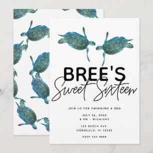 Invitación Tortugas Marinas de Color Azul Verde Playa del Océ