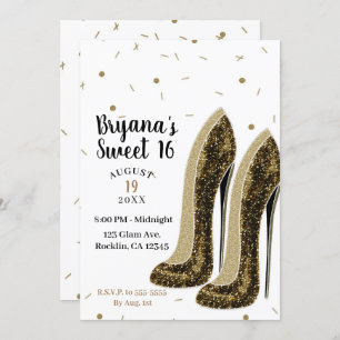 Invitación Tos altos zapatos de moda Glam Beauty Sweet 16