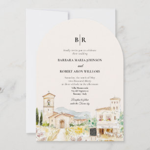 Invitación Toscana Italia Boda de Destino con Arcos