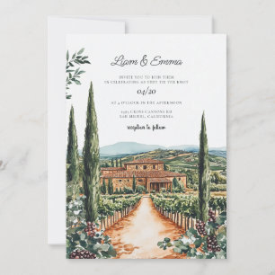 Invitación Toscana Italia Villa Watercolor Boda