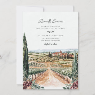 Invitación Toscana Italia Vineyard Watercolor Boda