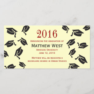 Invitación Tossed Graduation Caps - Rojo