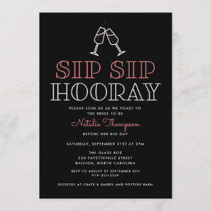 Invitación Tosta de Sip Hooray Champagne ducha de novia