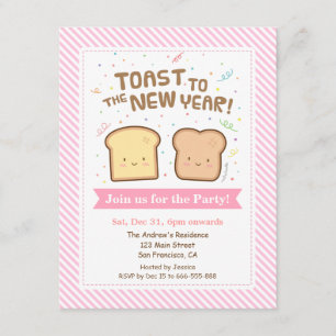Invitación Tostada Adorable para el Año Nuevo Confeti de Fies