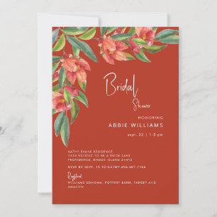 Invitación Tostada de boda de follaje rojo toscano colorido