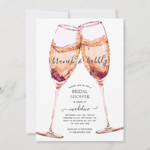 Invitación Tostada de brunch y champán bucal Ducha de novias