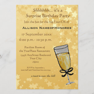 Invitación Tostada de Champagne de cumpleaños de 40 años