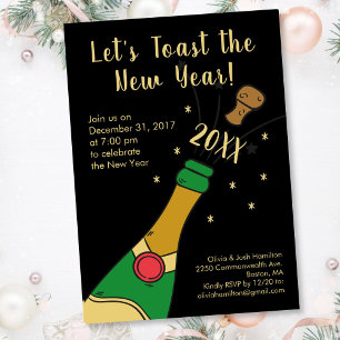 Invitación Tostada de champagne de Fiesta de Nochevieja