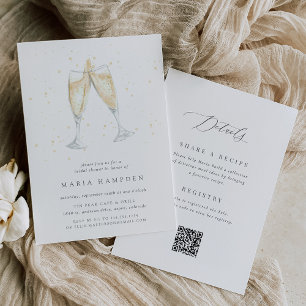 Invitación Tostada De Champagne Ducha De Novias De Doble Lado
