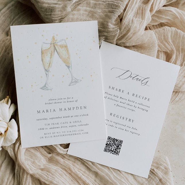 Invitación Tostada De Champagne Ducha De Novias De Doble Lado (Subido por el creador)