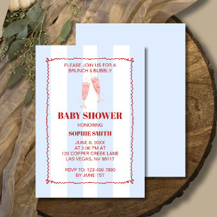 Invitación Tostada de champán Baby Shower de borde de onda az