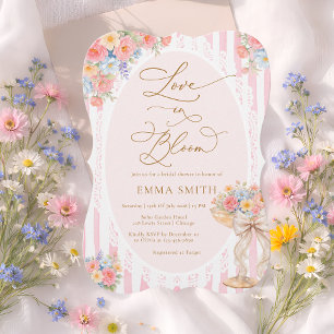 Invitación Tostada de Champán Bridal Shower Amor en Flor